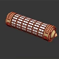 Golden Cylindrical Decorative Object With Intricate Grid Pattern And Shiny Surface 3d model