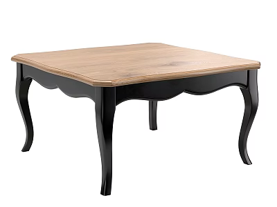 Elegant Wooden Dining Table With Light Oak Tabletop And Black Curved Legs 3d model