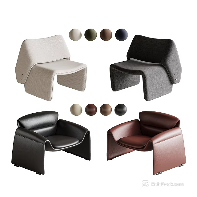 Modern Leisure Sofa Set With Comfortable Design And Beige Dark Grey Black Brown Colors 3d model 