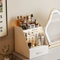 Multi layer White Cosmetic Organizer with Lighted Mirror for Makeup Skincare Products