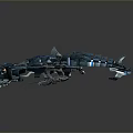 Futuristic Sci Fi Spaceship With Metallic Blue Gray Structure And Advanced Details 3d model