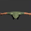 3D Character Wearing Green Uniform And Cap Arms Outstretched On Gray Background With Black Shoes