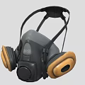 N95 Protective Gas Mask With Gray Body Brown Ear Cups And Head Straps