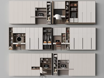 Modern Light Colored Wardrobe Design With Organized Storage Drawers Compartments And Shelves 3d model