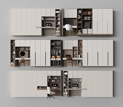 Modern Light Colored Wardrobe Design With Organized Storage Drawers Compartments And Shelves 3d model