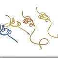 Colorful Coiled Cables in Blue Yellow Red with White Red Tips
