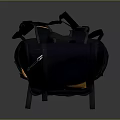 Stylish Navy Blue Backpack with Orange Patch Top Handle and Structured Design