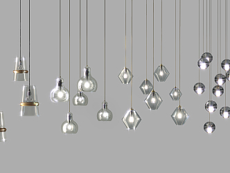 Modern Chandelier Simple Glass Chandelier Combination 3d model