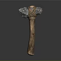 Handcrafted Primitive Hammer With Stone Head Wooden Handle And Rope Binding