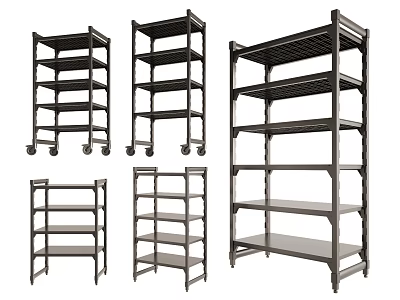 Sturdy Metal Shelving Units With Multiple Tiers Mobile And Fixed Designs For Storage 3d model