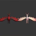 Elegant Feather Tail Decorative Figurines in Red and Pink for Home Decoration