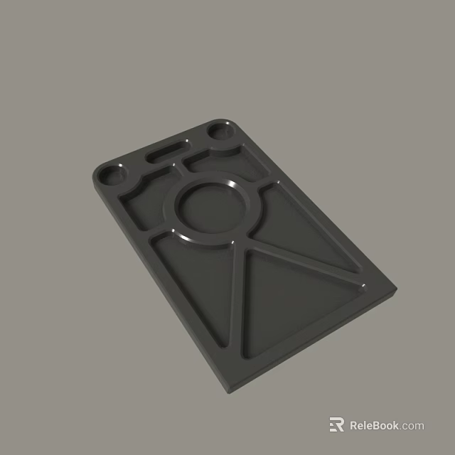 Black Mechanical Panel With Circular And Square Holes Structural Design 3d model 