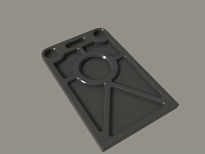 Black Mechanical Panel With Circular And Square Holes Structural Design 3d model