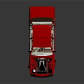 Red Classic Car With Open Hood And Exposed Engine On Black Surface 3d model