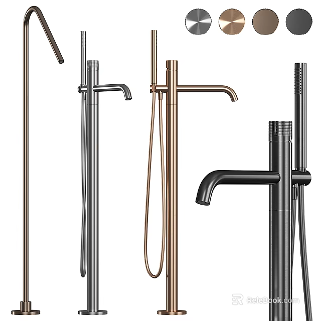 Modern Bathroom And Kitchen Faucets In Matte Black Rose Gold Stainless Steel Designs 3d model 