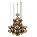 Modern Amber Glass Pendant Lights With Spherical Cluster Design