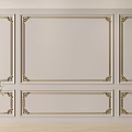 White Background Wall With Gold Ornate Frames And Symmetric Decorative Panels 3d model