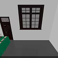 Elegant Tea Break Area With Green Tablecloth Long Table Pastries Tea Sets And Bamboo Screen