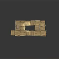 Wooden Platform Structure With Small Building And Interlocking Plank Design