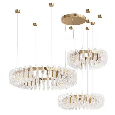 Modern Luxury Crystal Chandelier With Gold Frame Round Hanging Elegant Light Design 3d model