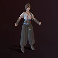 Woman With Braided Hair Wearing White Top Gray Pants And Wristbands Standing Pose