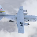 U.S. Air Force Fighter Jet Flying High in Clouds with Propeller Engines and Military Markings