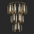 Modern Gold Multi tier Chandelier With Vertical Light Tubes And Elegant Design 3d model