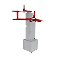White Vertical Mechanical Device With Yellow Component And Red Arm Structure 3d model