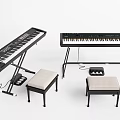 High Quality Electronic Music Instruments with Keyboards Stools and Stands 3d model
