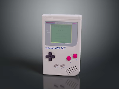 Classic Nintendo Game Boy Portable Gaming Console with Green Screen and Pink Buttons 3d model