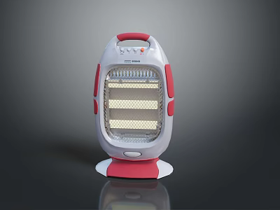 GREE Electric Heater With White Red Design Grid Heating Element And Red Handle 3d model