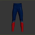 Blue Checkered Tight Fitting Leggings With Red Lower Legs And White Stripes