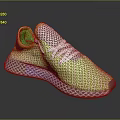 Neon Green Mesh Sneakers With White Laces And Structured Sole Design