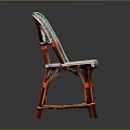 Elegant Geometric Pattern Armchair With Light Blue Fabric And Red Wooden Legs