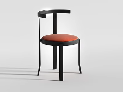 Modern Leisure Chair With Black Frame Orange Cushion And Curved Backrest Design 3d model