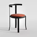 Modern Leisure Chair With Black Frame Orange Cushion And Curved Backrest Design