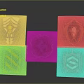 Variety of Decorative Shields With Different Colors Patterns and Design Details