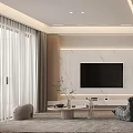 Modern Living Dining Room Interior With Marble TV Wall Sofa And Coffee Table Rug