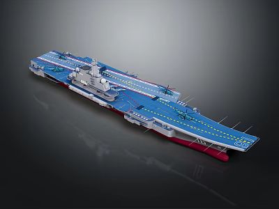 Aircraft Carrier as Water Vehicle Model with Large Deck and Naval Design Features 3d model