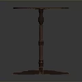 Round Wooden Functional Table With Dark Brown Surface And Cross Leg Design