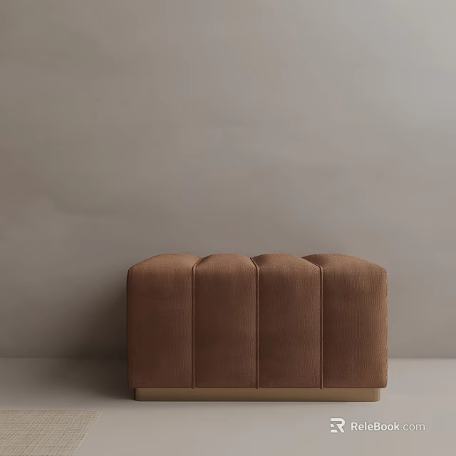 Brown Upholstered Side Table With Vertical Ribbed Design For Modern Living Space 3d model 