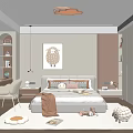 Cozy Kids Room Interior With Bed Stuffed Animals Shelves Artwork And Soft Lighting