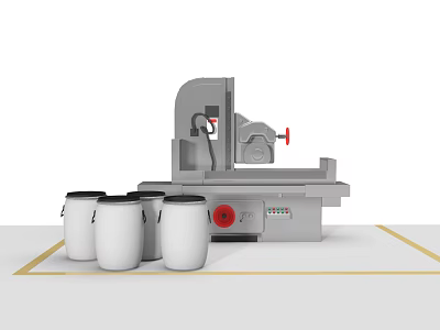 Industrial Grinder Machine With White Buckets For Metal Processing Workshop 3d model