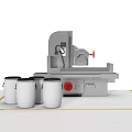 Industrial Grinder Machine With White Buckets For Metal Processing Workshop