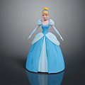 Woman In Blue Princess Dress With Golden Hair White Gloves And Puffy Skirt