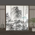 New Chinese Style Screen Landscape Screen Partition 3d model