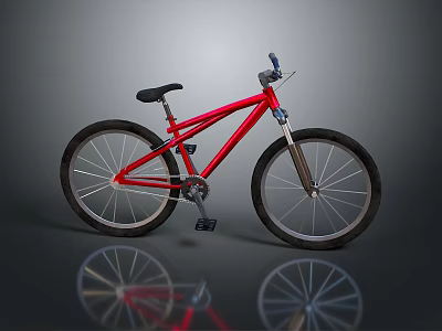 Red BMX Bike With Black Seat And Tires Silver Frame And Reflection On Ground 3d model