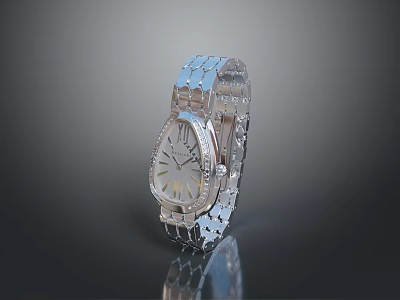 Elegant Silver Wristwatch With Stainless Steel Band And Modern Classic Design 3d model