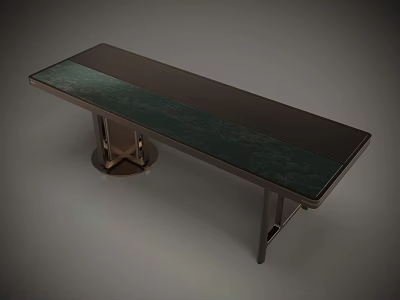 Modern Rectangular Dining Table With Green Tabletop And Dark Metal Frame 3d model