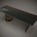 Modern Rectangular Dining Table With Green Tabletop And Dark Metal Frame 3d model